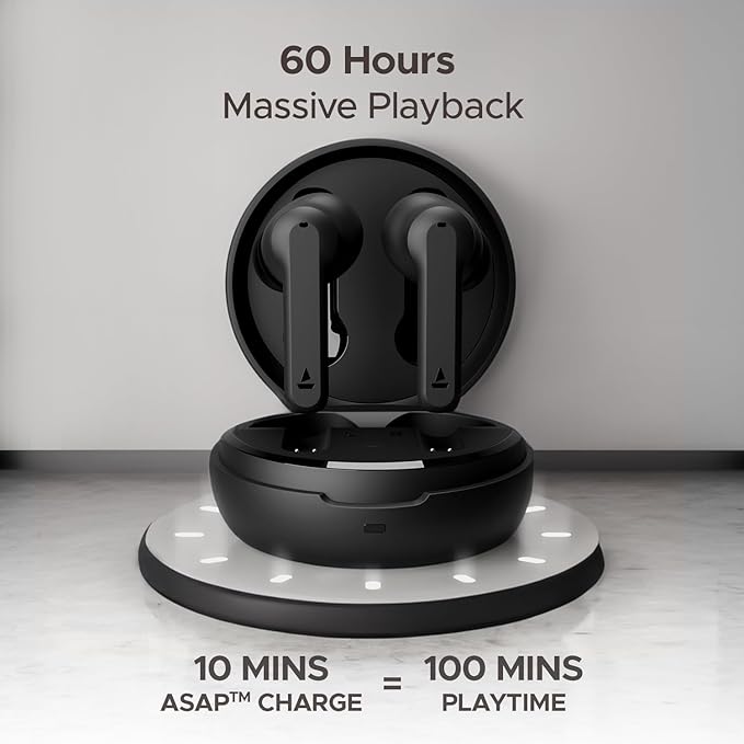 BoAt Airdopes Sonik Refurbished-Excellent Condition( Thunder Black)