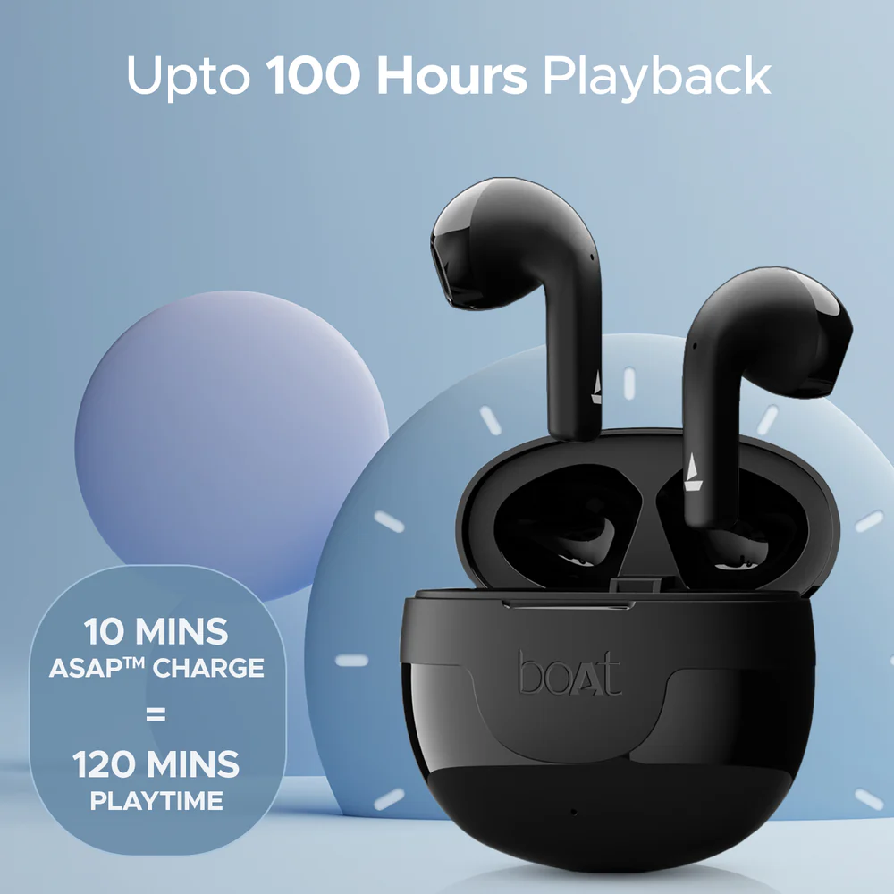 BoAt Airdopes Hype Opal Black Preowned-Excellent Condition