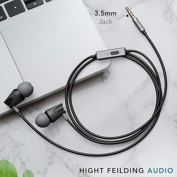Boult Audio BassBuds Storm Wired Headset Black and Grey Earphones