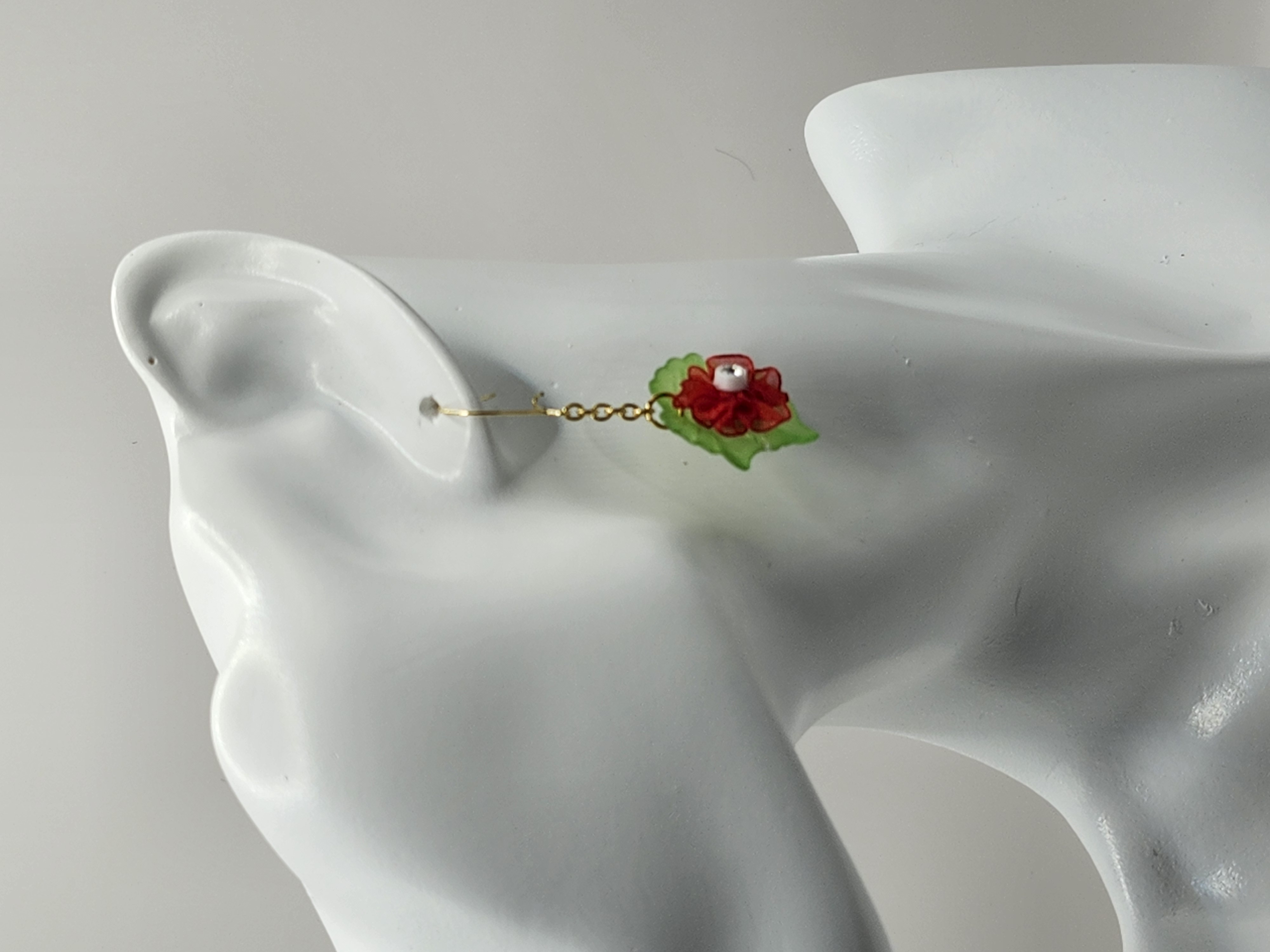 Handcrafted Flower and Leaf Dangle Earrings, Nature-Inspired Hypoallergenic Jewelry