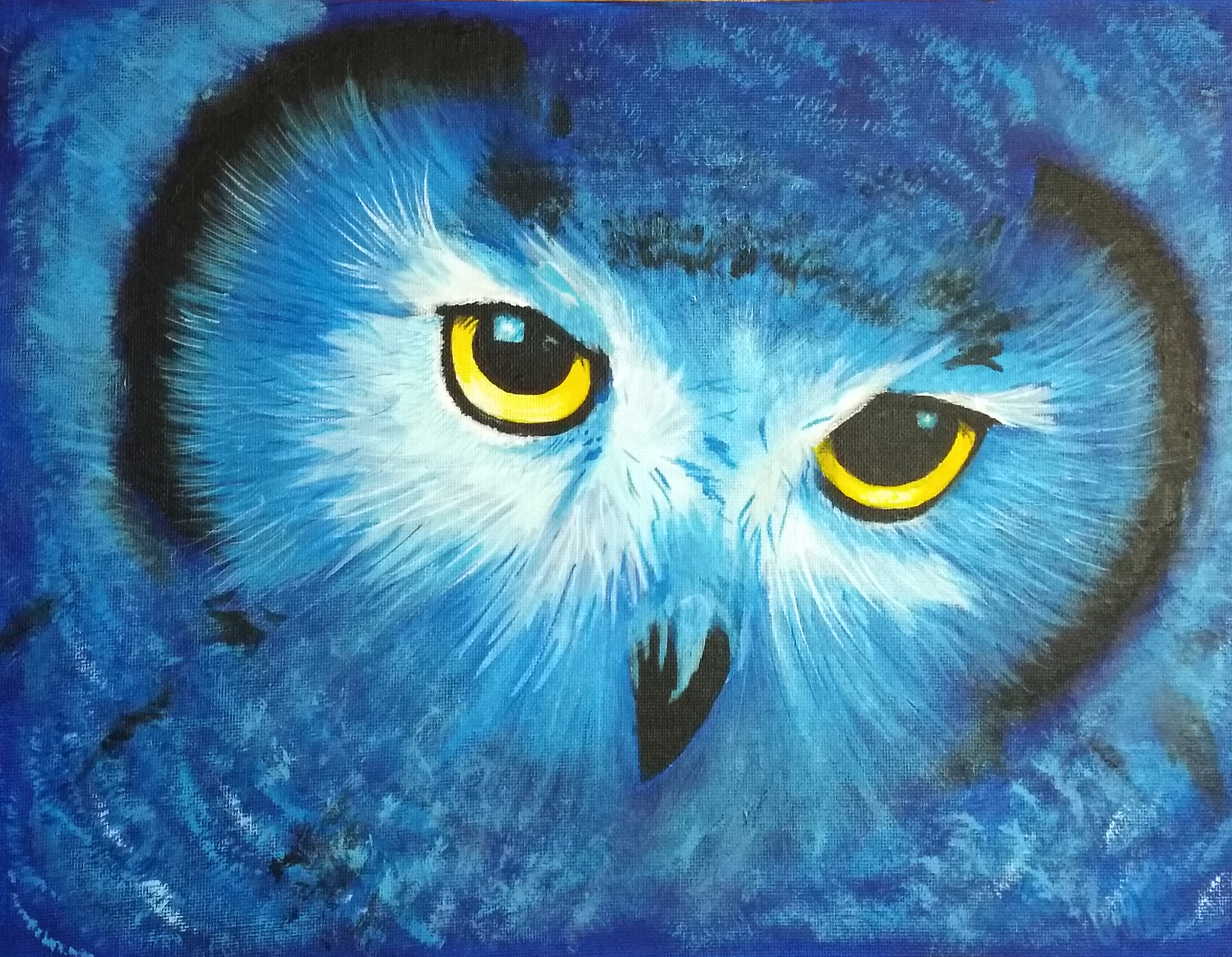 Wisdom in Blue – Original Owl Portrait