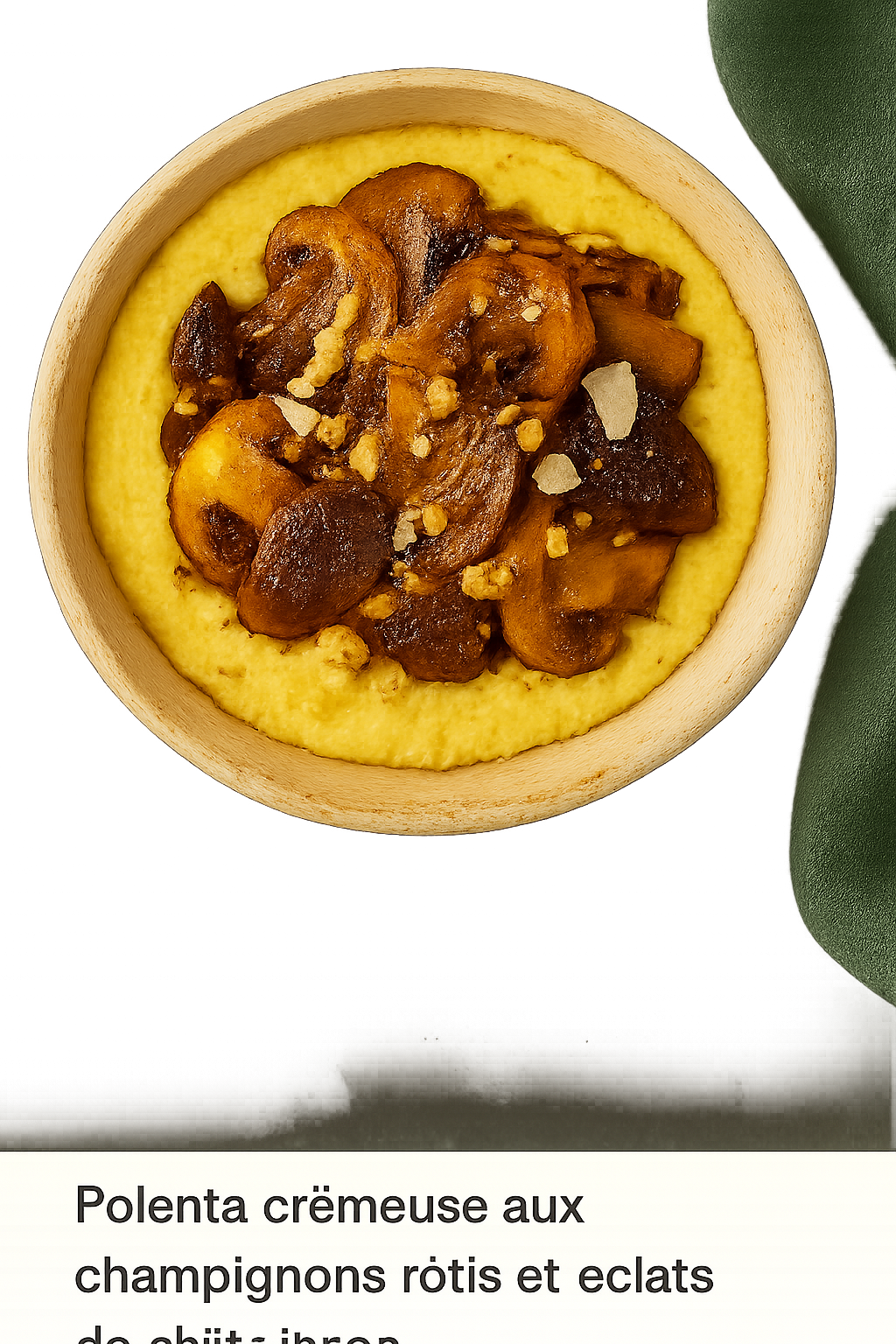 Polenta crémeuse aux champignons rôtis et éclats de châtaignes