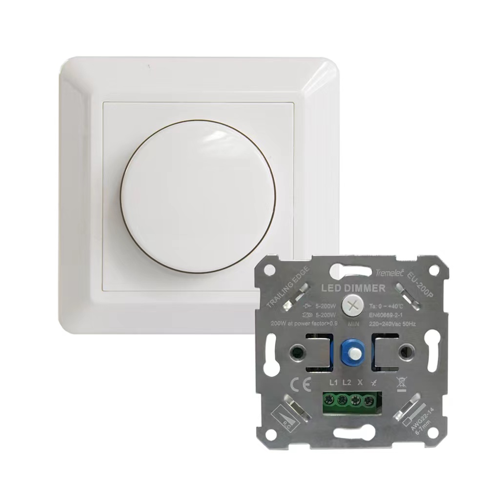 Wall Light Dimmer Switch LED Dimmer 200W 1-pol hvit