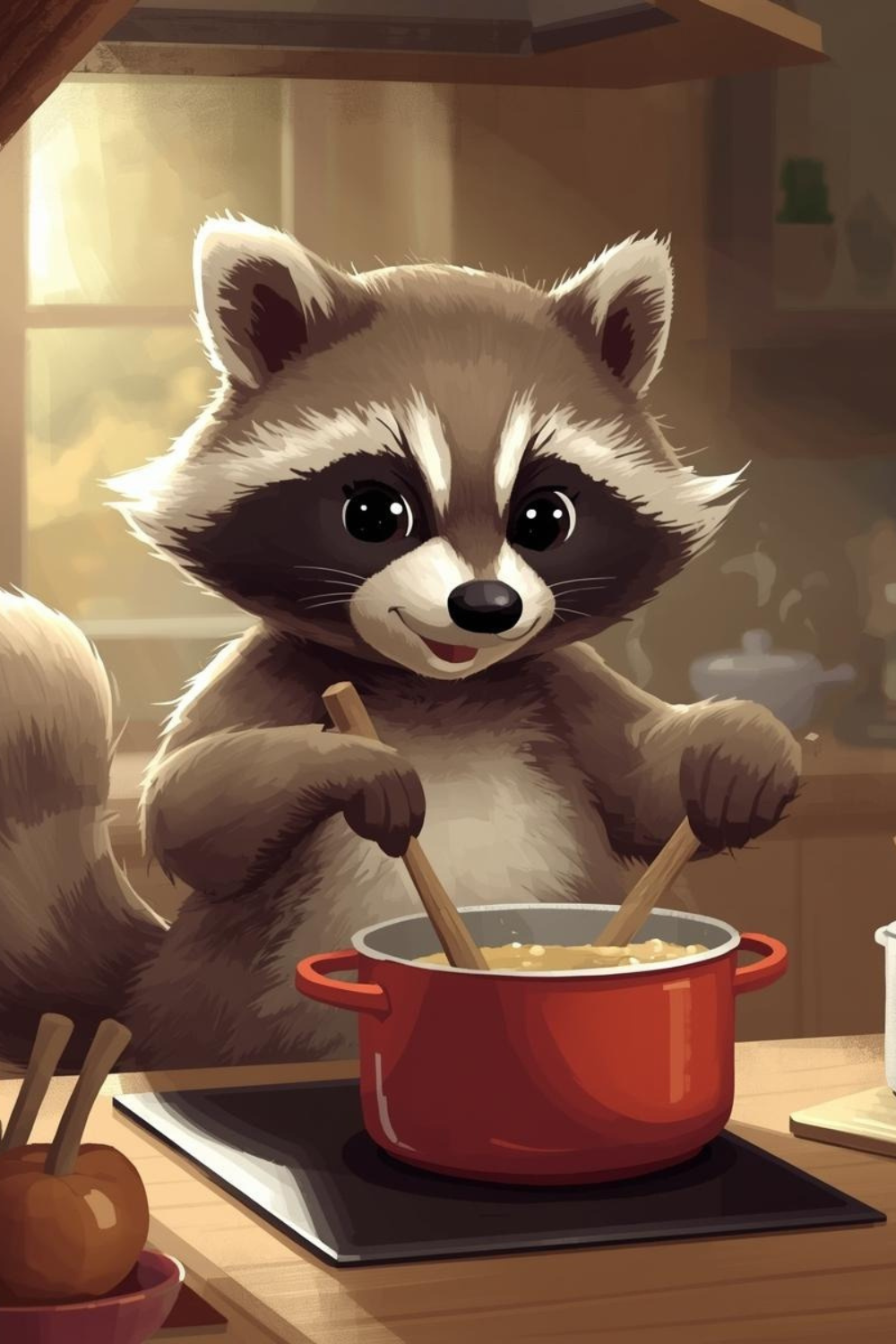 Cooking Raccoon Digital Art Print
