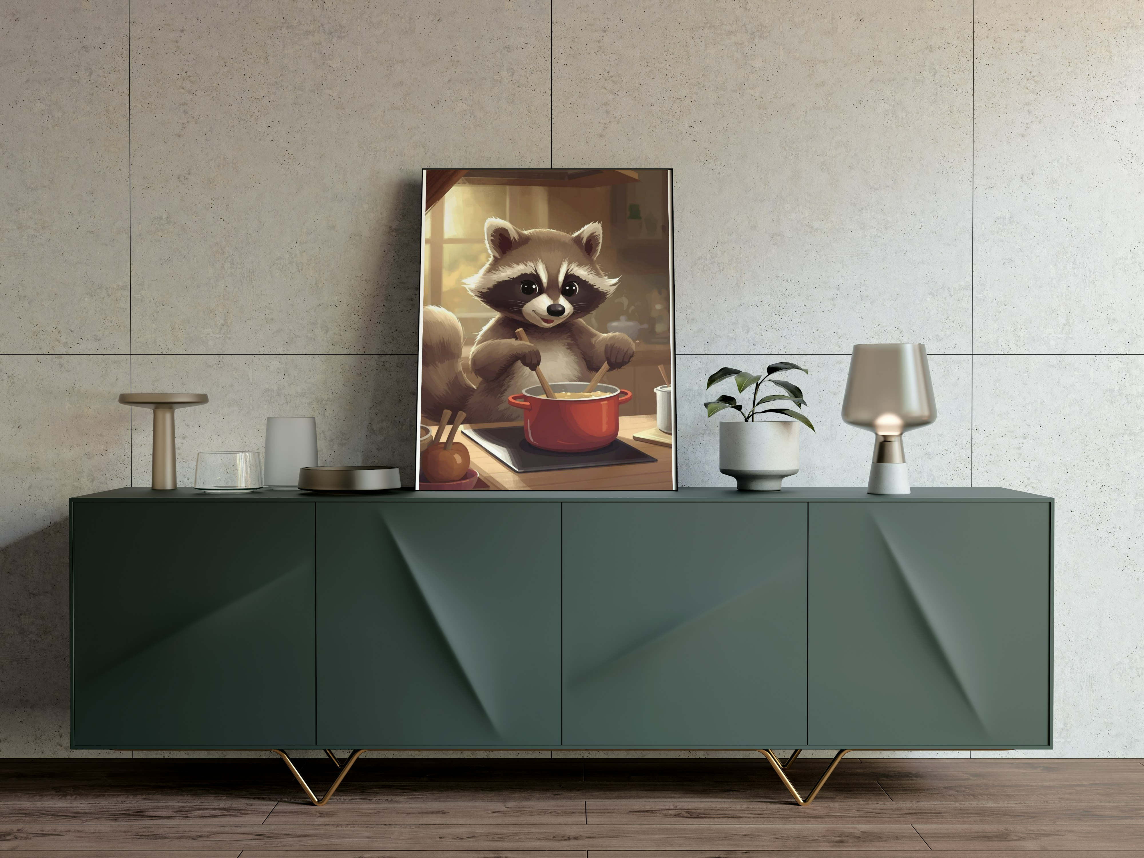 Cooking Raccoon Digital Art Print