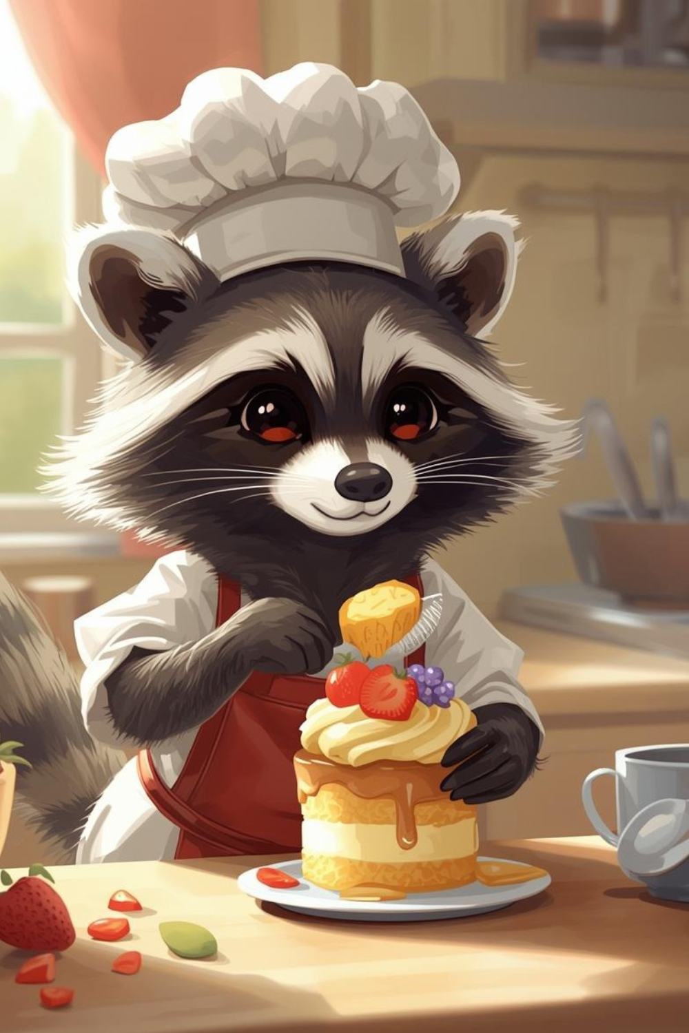 Chef Raccoon Digital Art Print