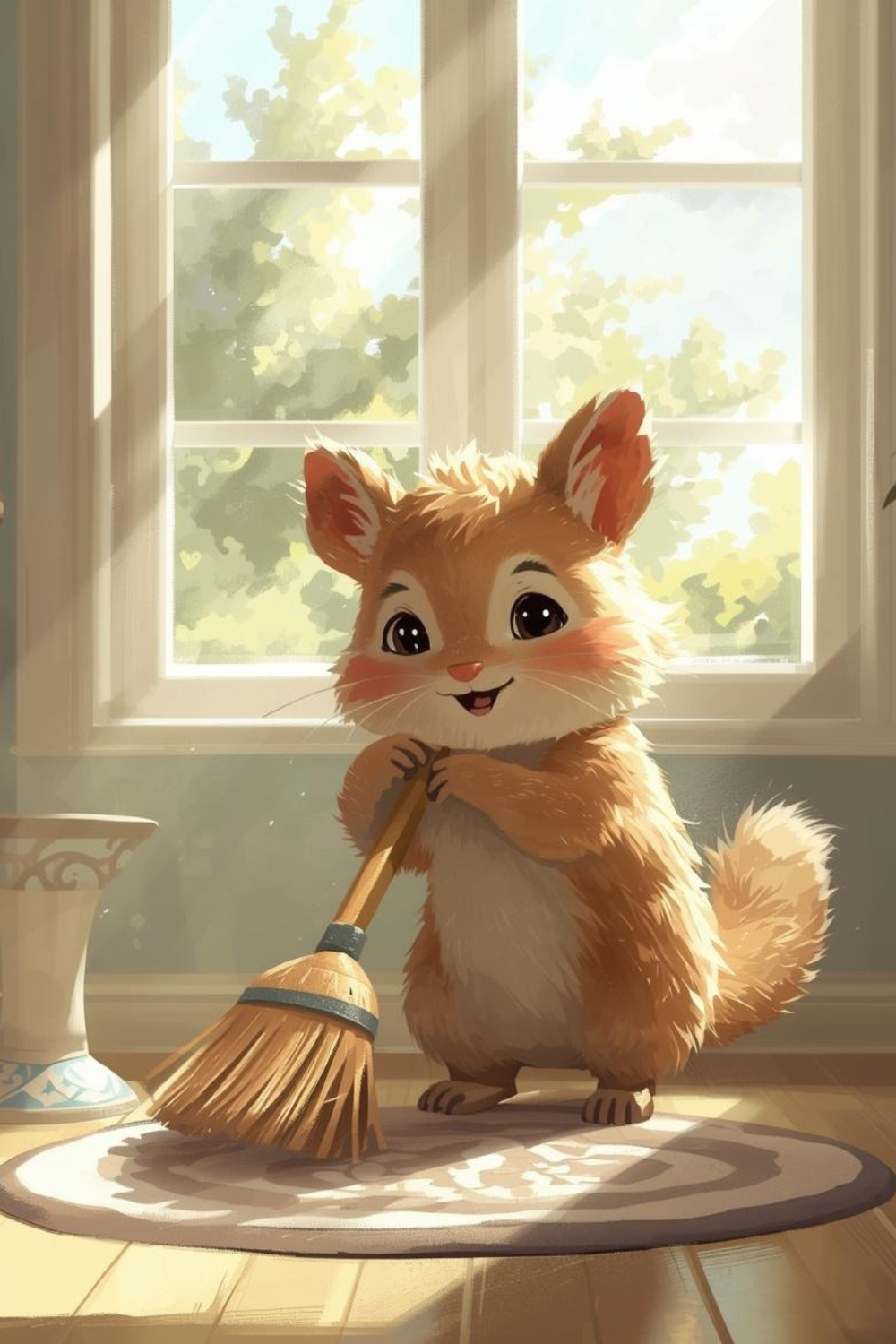 Cute Sweeping Hamster Poster Art