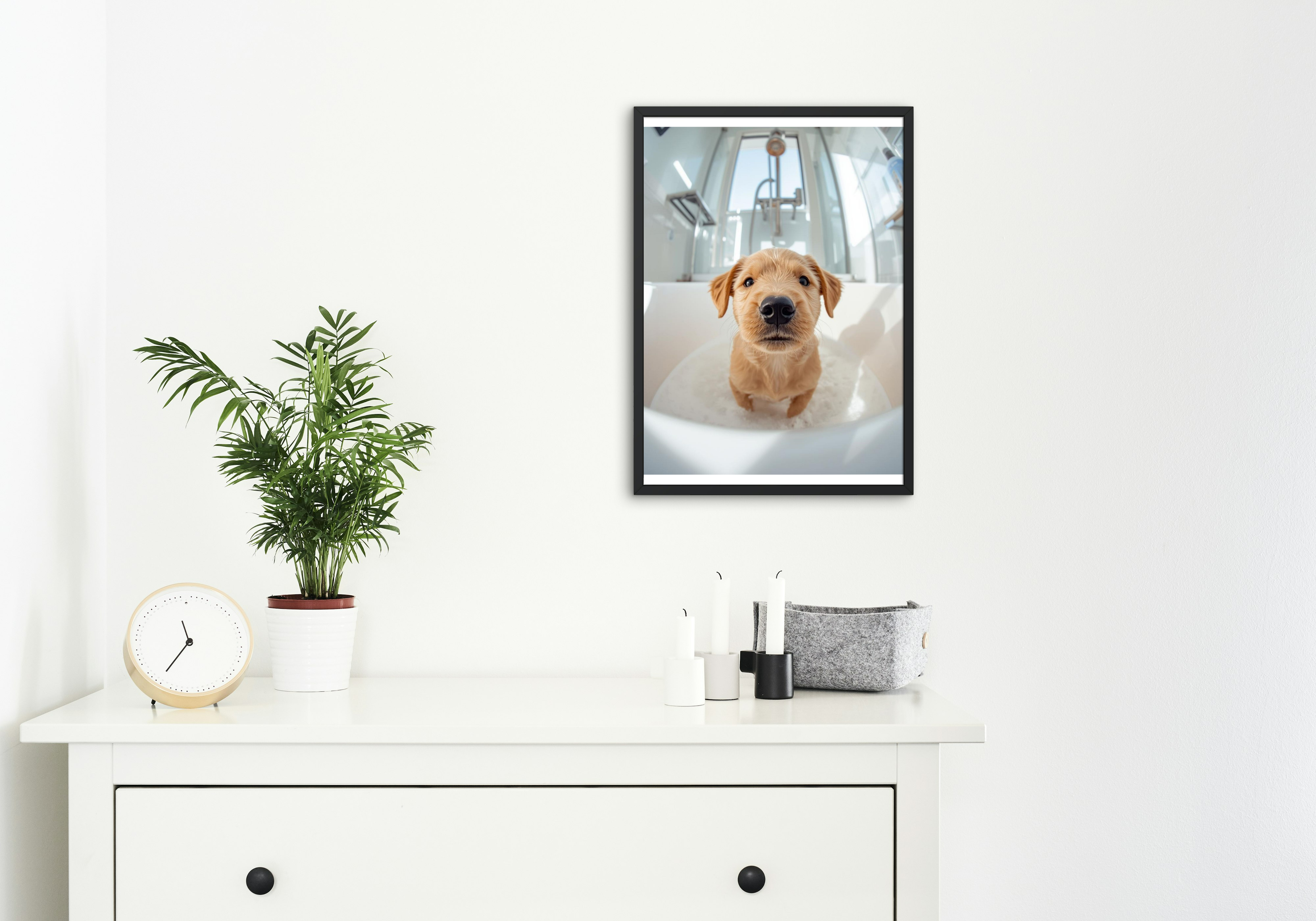 Adorable Puppy Bath Digital Print