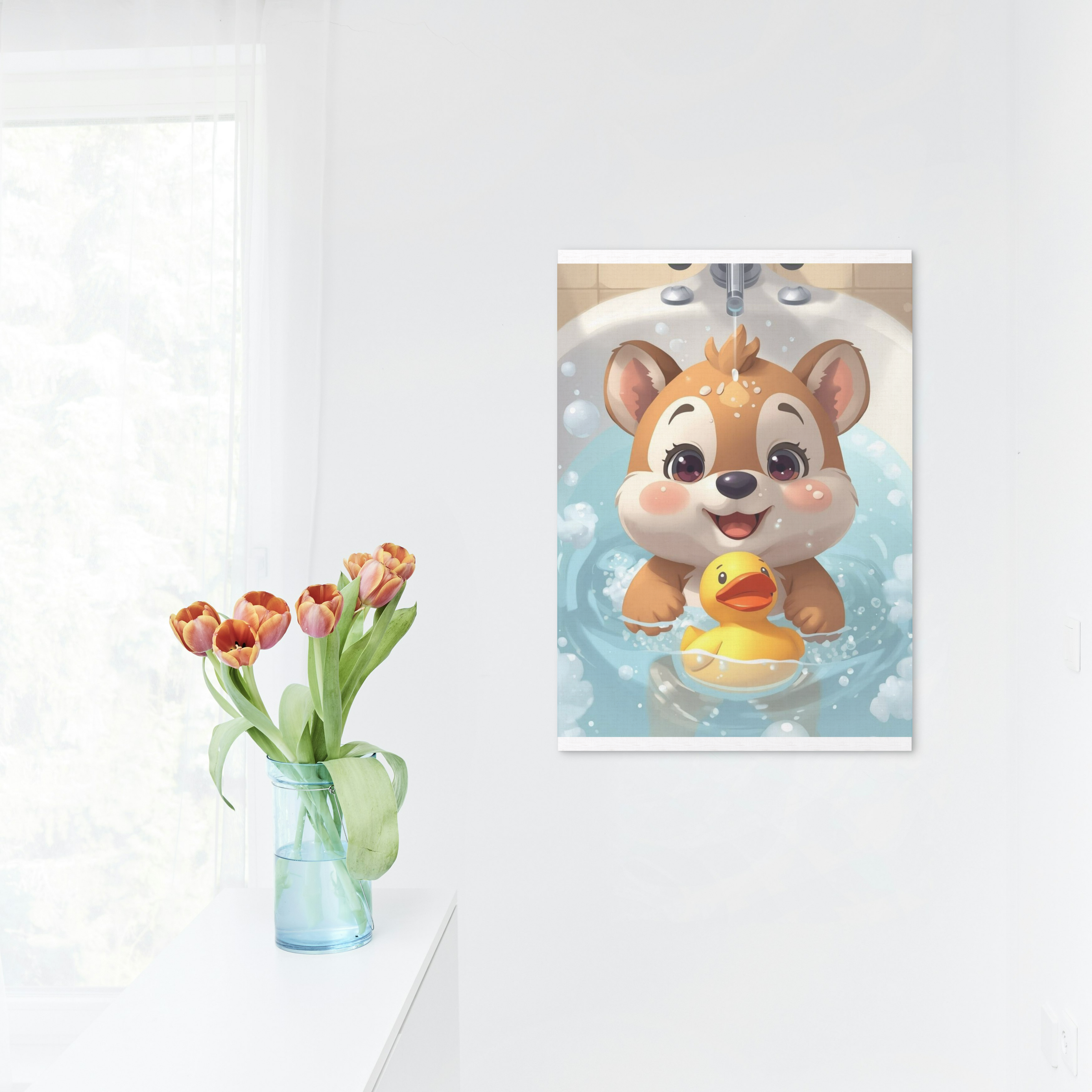 Cute Baby Bath Time Digital Art Print