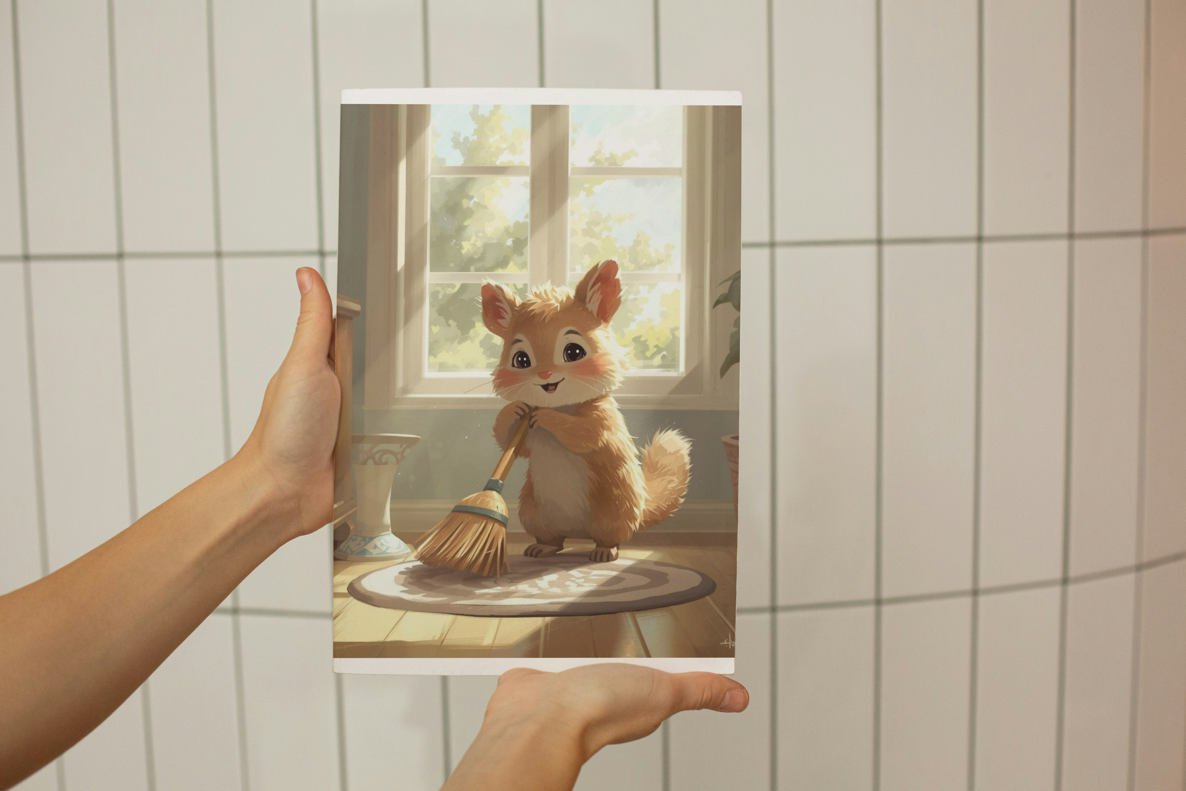 Cute Sweeping Hamster Poster Art