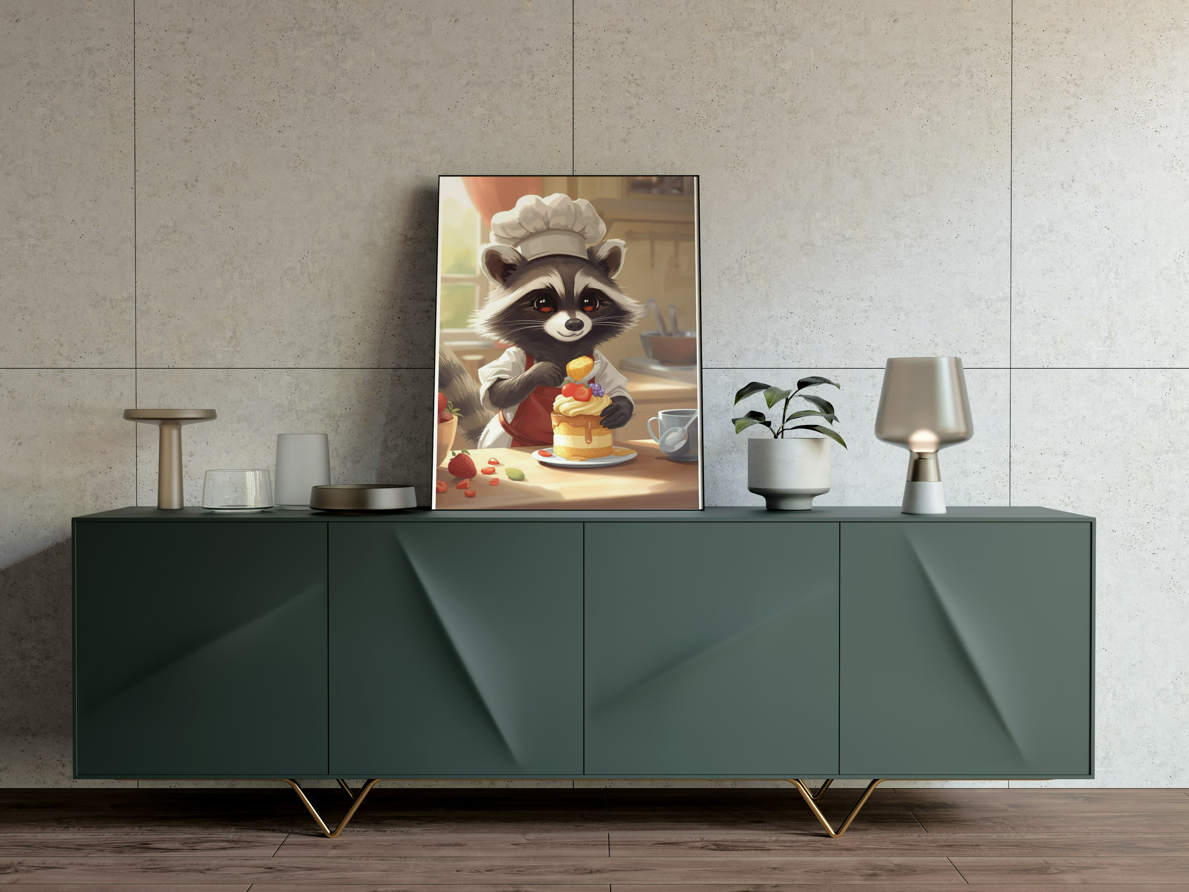 Chef Raccoon Digital Art Print