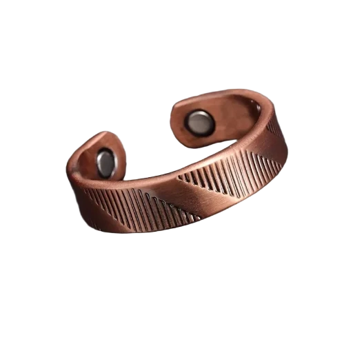 Bague magnétique en cuivre – motif géométrique équilibre