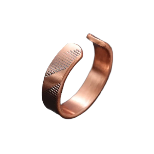 Bague magnétique en cuivre – motif géométrique équilibre