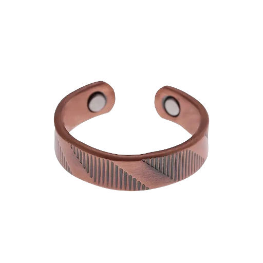 Bague magnétique en cuivre – motif géométrique équilibre