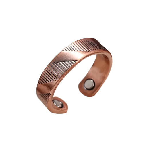 Bague magnétique en cuivre – motif géométrique équilibre