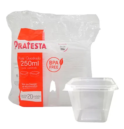 Pote Quadrado Descartável Com 20 unidades
