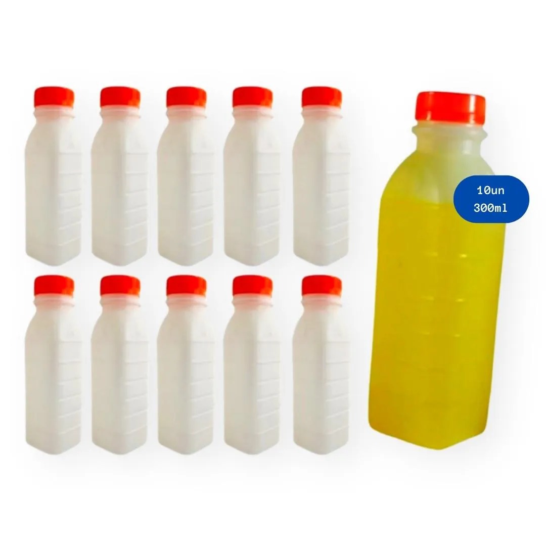 Garrafa plástica com tampa laranja com 10 unidades