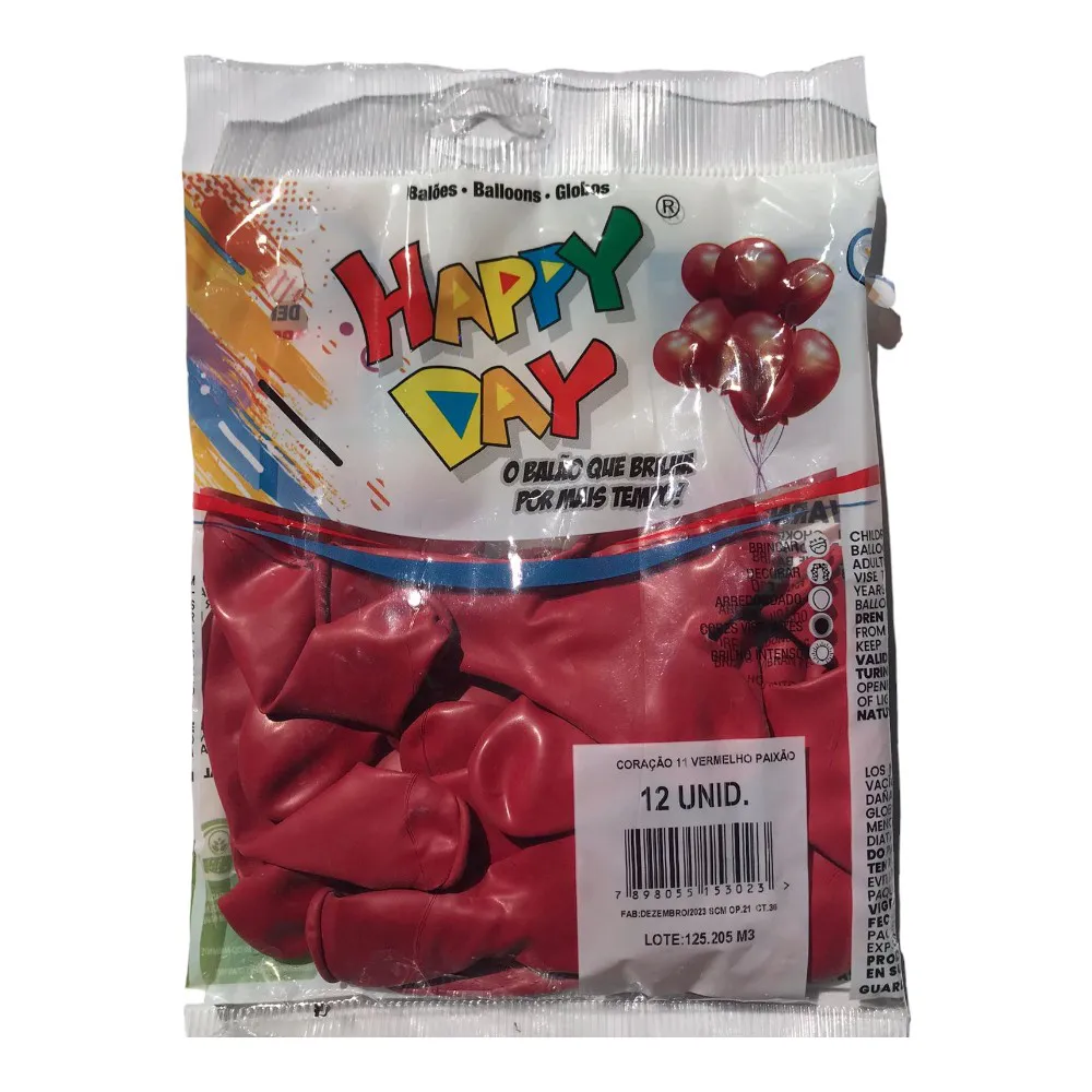 Balão Coração Happy Day Vermelhos