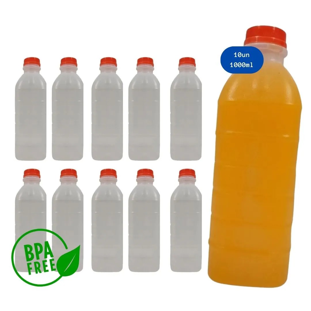 Garrafa plástica com tampa laranja com 10 unidades