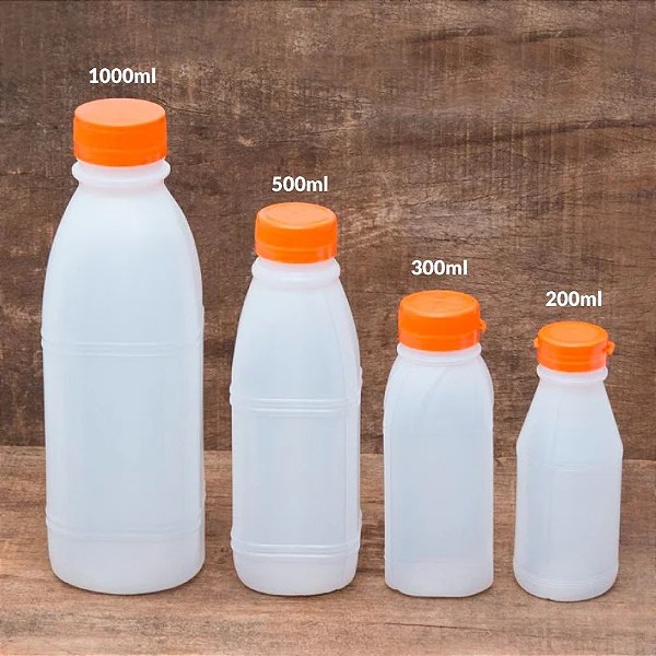 Garrafa plástica com tampa laranja com 10 unidades