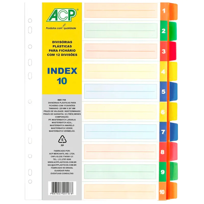 Divisórias Plásticas para Fichário 