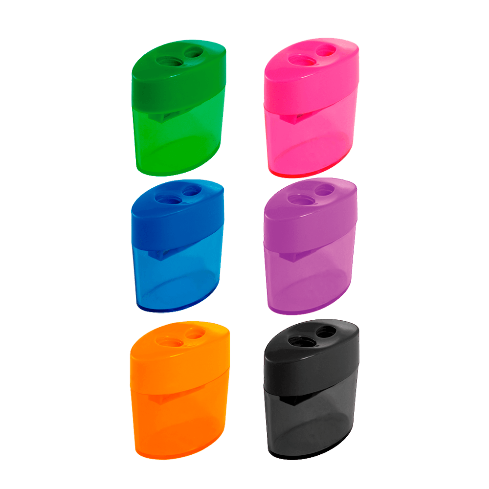Apontador de lápis colorido duplo