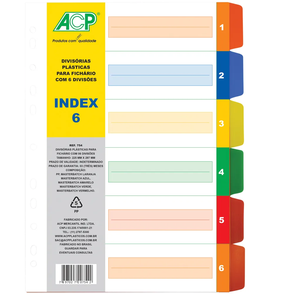 Divisórias Plásticas para Fichário 