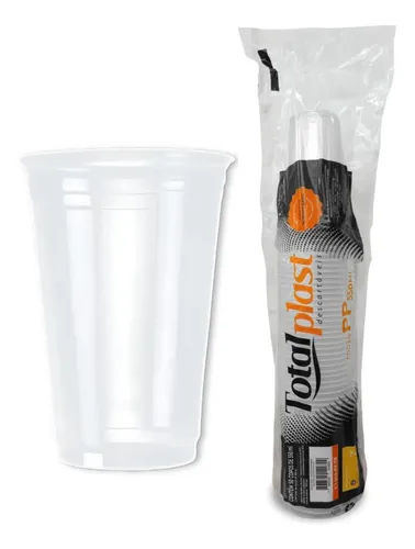 Copo pp liso descartável 500ml C/50unid.