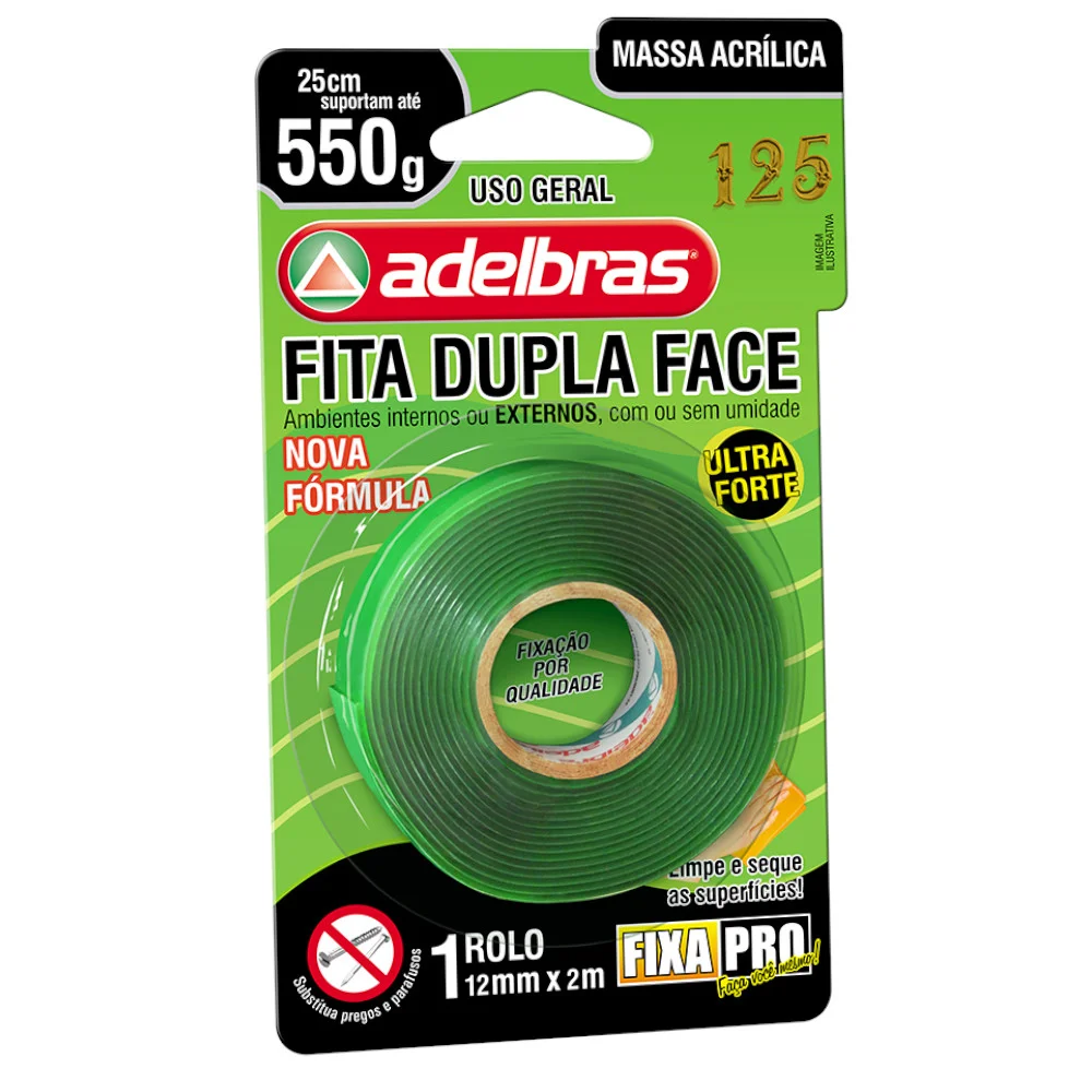 Fita Dupla Face Adelbras 12mm x 2m