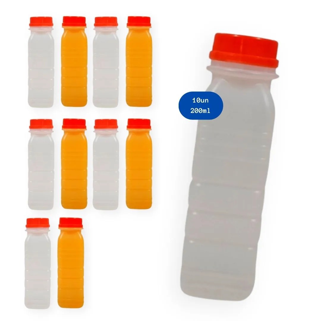 Garrafa plástica com tampa laranja com 10 unidades