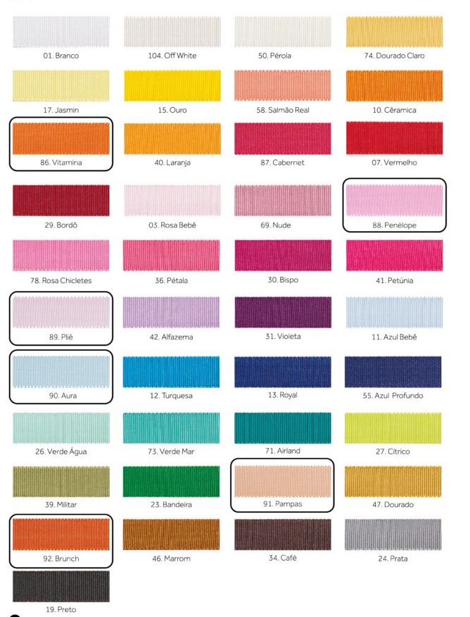 Fita de gorgurão colorida