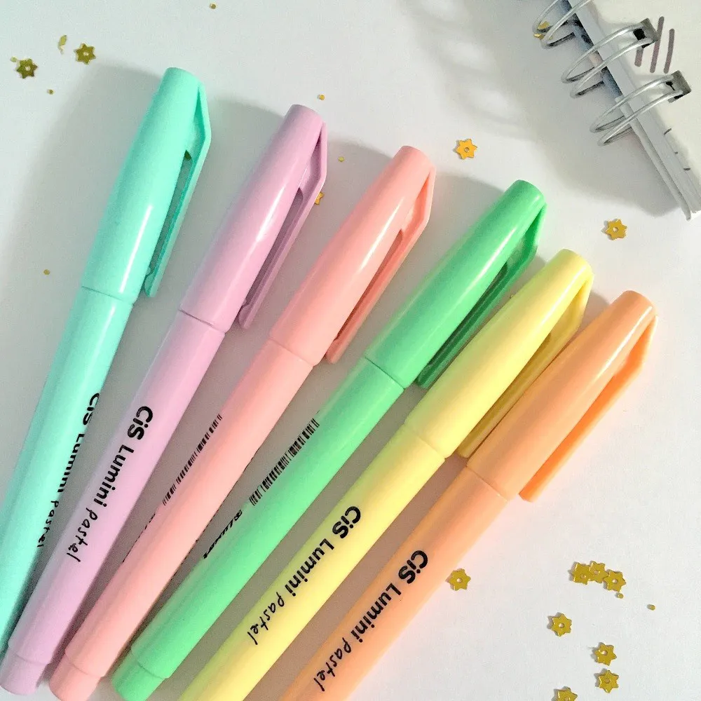 Canetas marcadores pastel