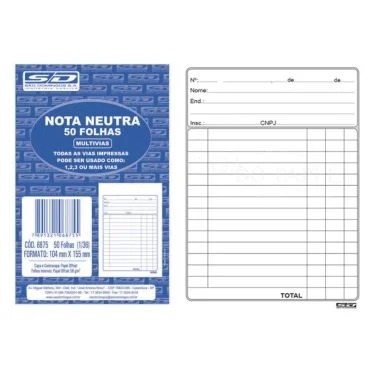 Bloco de Nota Neutra 50 Folhas