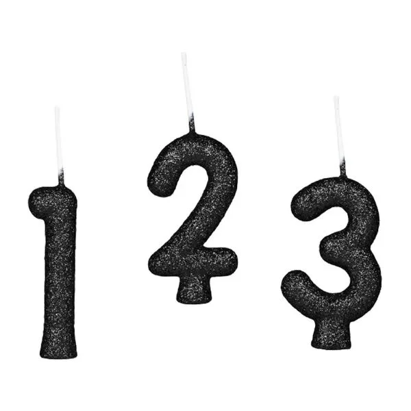 Velas de números com glitter 