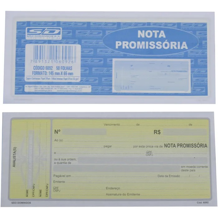 Bloco de Nota Promissória mini