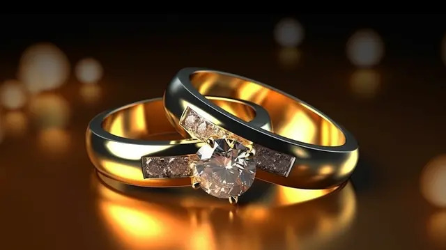 Gold diamond ring set