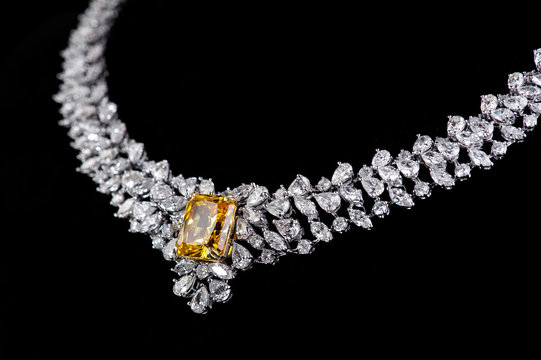 Diamond and Yellow Sapphire Necklace