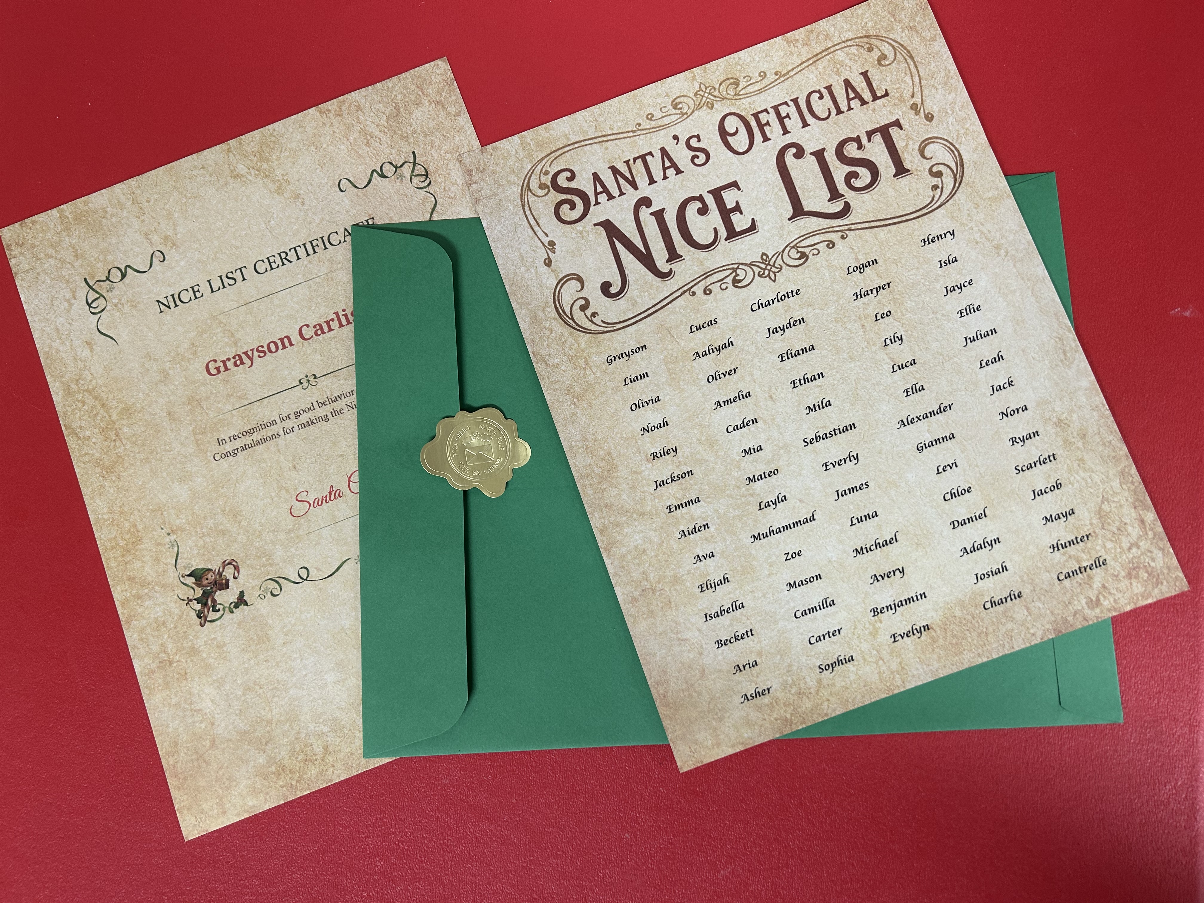 Santa's Official Nice List Certificate Set