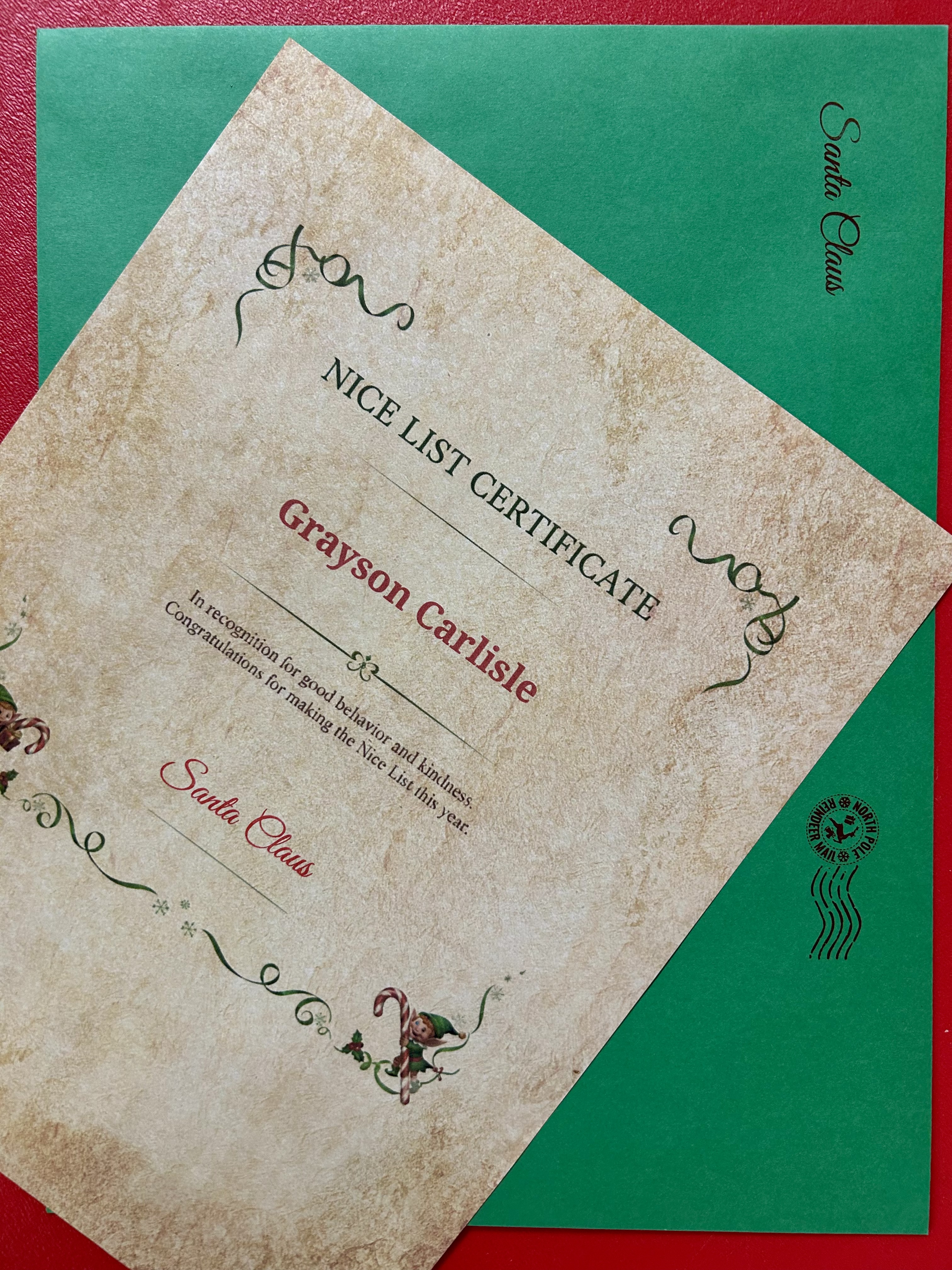 Santa's Nice List Certificate