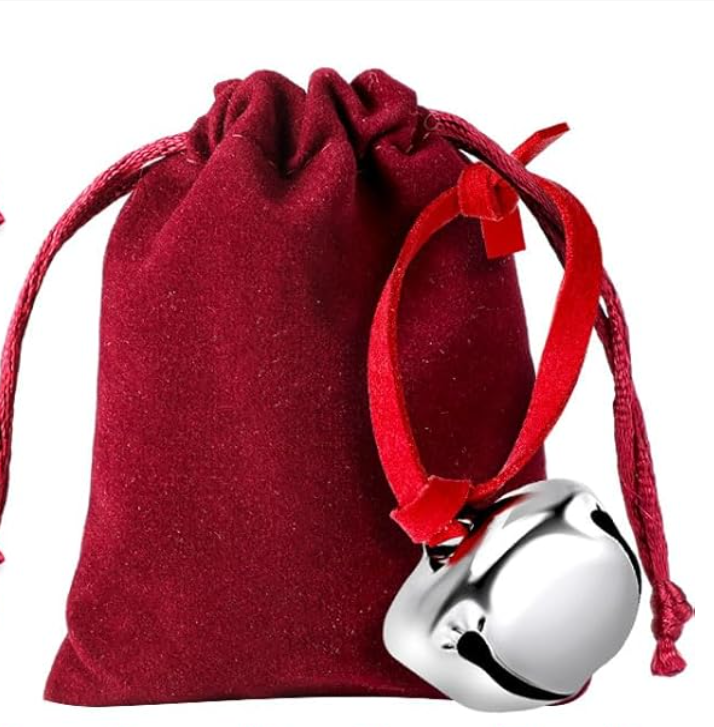 Silver Sleigh Bell with Velvet Pouch