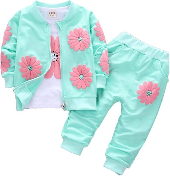 Children's Mint Green Floral Tracksuit