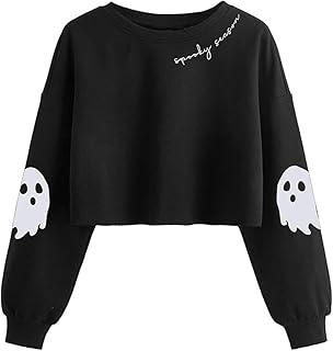Black Cropped Halloween Sweatshirt