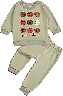 Kids Basketball Print Sweatshirt and Pants Set
