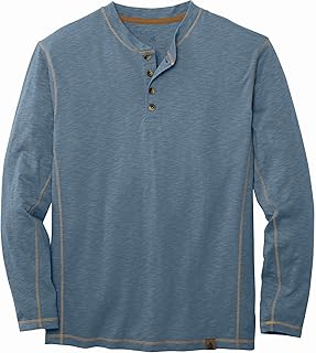 Men's Blue Henley Long Sleeve Shirt