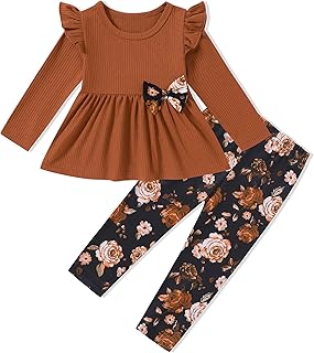 Girls' Floral Print Long Sleeve Outfit