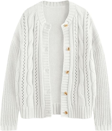 White Cable Knit Cardigan