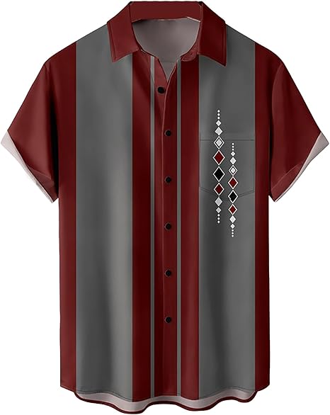 Men's Retro Short Sleeve Button Down Shirt