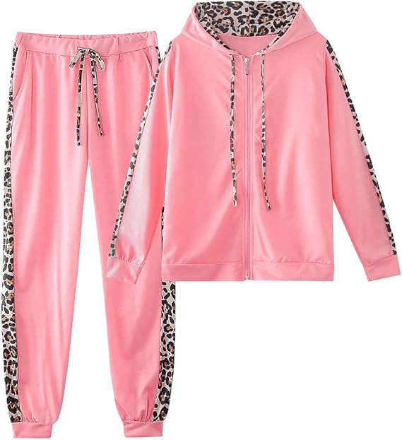 Pink Leopard Print Tracksuit