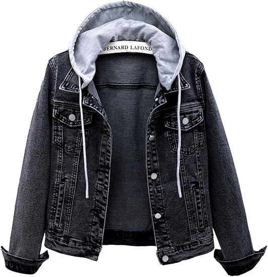 Black Denim Jacket with Hoodie