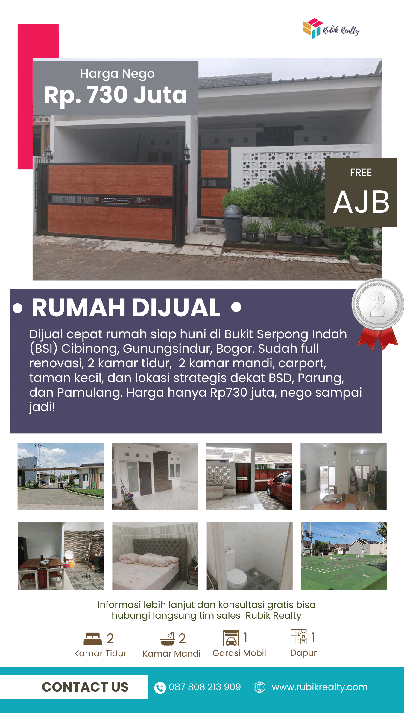 Dijual Cepat Rumah Siap Huni di Bukit Serpong Indah (BSI) Cibinong – Full Renovasi Depan Belakang